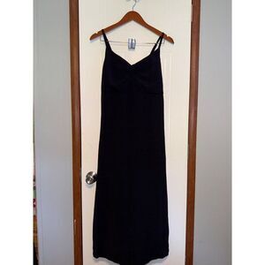 Boden Black Sleeveless Linen / Viscose Blend Smocked Detail Maxi Dress Size 6